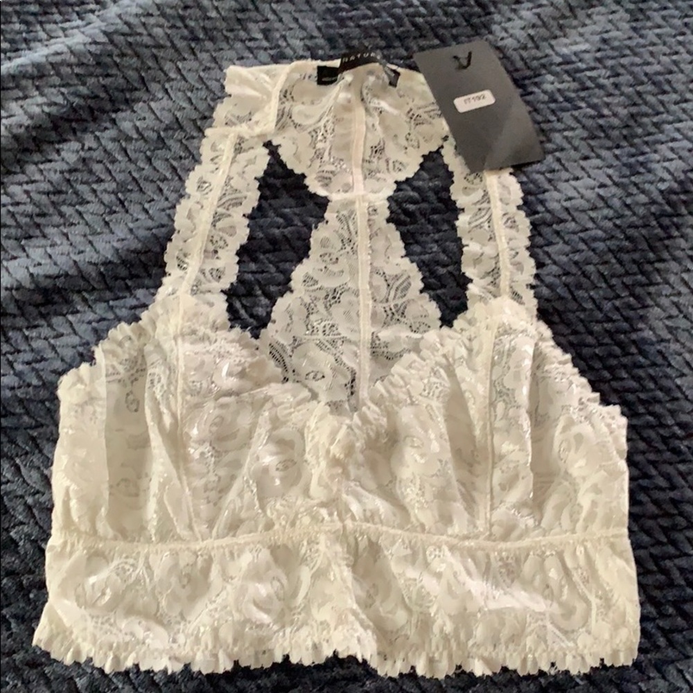 New White Lace Bralette In Medium